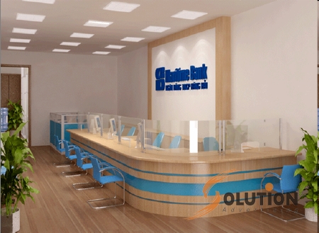 Hình ảnh nội thất ngân hàng Maritime do công ty Solution thiết kế và thi công.
